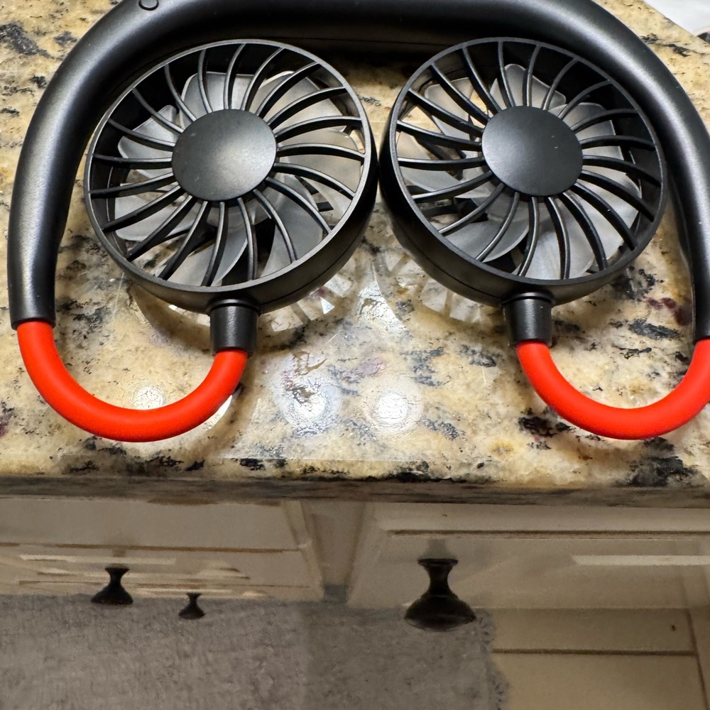 Portable Neck Fan with Red Accents